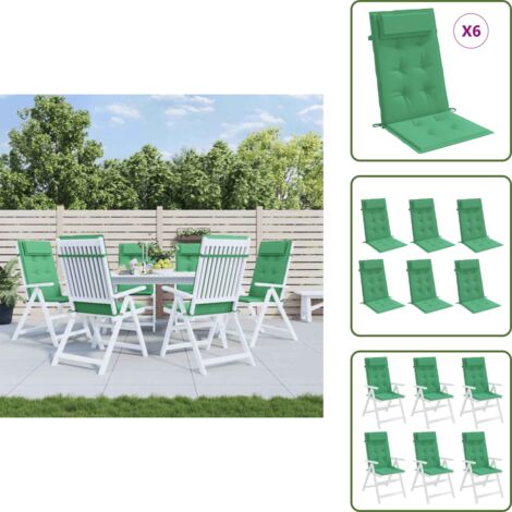 Cuscini per patio - vidaXL Cuscini per Sedia con Schienale Alto 6 pz Verde Tessuto Oxford - Cuscini per casa