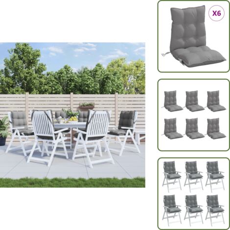 Cuscini per patio - vidaXL Cuscini per Sedia Schienale Basso 6 pz Grigi in Tessuto Oxford - Cuscini per casa