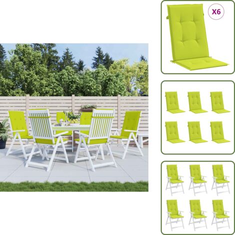 Cuscini per patio - vidaXL Cuscini per Sedie 6 pz Verde Brillante 120x50x3 cm in Tessuto - Cuscini per casa