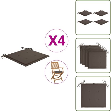 Cuscini per patio - vidaXL Cuscini per Sedie da Giardino 4 pz Tortora 40x40x4 cm in Oxford - Cuscini in Oxford