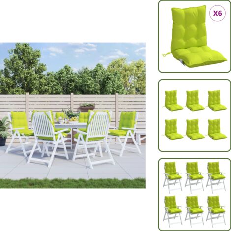 Cuscini per patio - vidaXL Cuscini Sedia Schienale Basso 6 pz Verde Chiaro Tessuto Oxford - Cuscini per casa