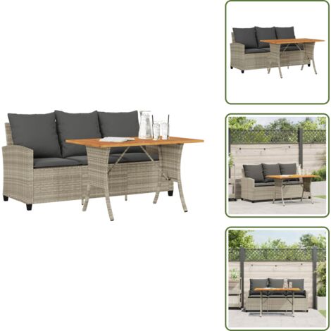 Cuscini per schienale - vidaXL Divano 3 Posti con Cuscini e Tavolo Grigio Chiaro Polyrattan - Rattan PE