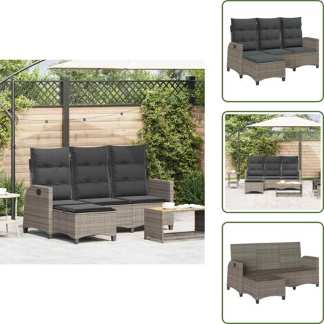 Cuscini per schienale - vidaXL Divano Giardino Reclinabile a L con Cuscini Grigio Polyrattan - Rattan PE