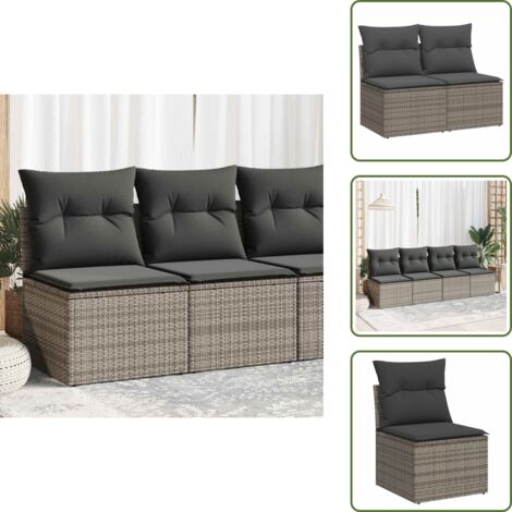 Cuscini per schienale - vidaXL Set Divano Giardino 2 pz con Cuscini Grigio Polyrattan Acacia - Rattan PE