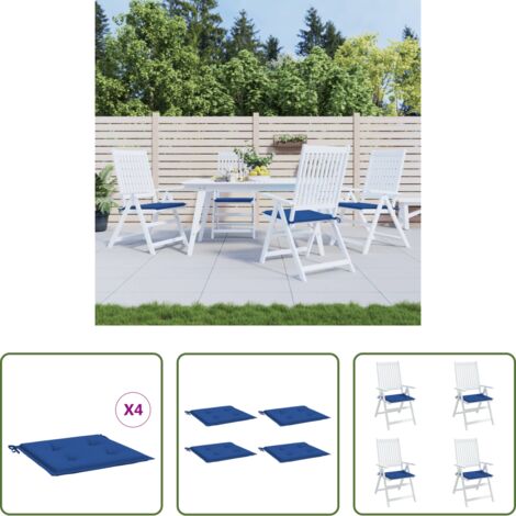 Cuscini per sedi -  Cuscini per Sedia 4 pz Blu Reale 50x50x4 cm in Tessuto Oxford