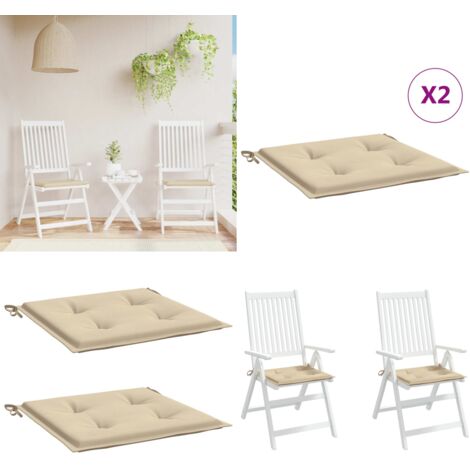 Cuscini per Sedia 2 pz Beige 50x50x4 cm in Tessuto Oxford - Cuscini per sedile - Cuscini esterni