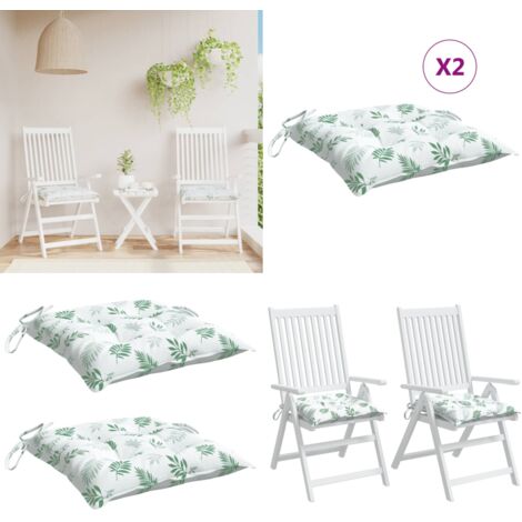 Cuscini per Sedia 2 pz Motivo a Foglie 40x40x7 cm Tessuto - Cuscino da patio - Cuscino per sedile
