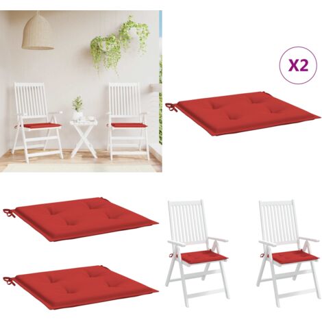Cuscini per Sedia 2 pz Rossi 50x50x4 cm in Tessuto Oxford - Cuscini esterni - Cuscini da giardino