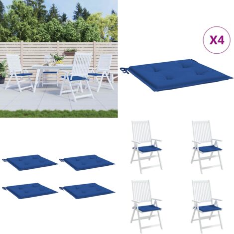Cuscini per Sedia 4 pz Blu Reale 40x40x4 cm in Tessuto Oxford - Cuscini da giardino - Cuscini da patio
