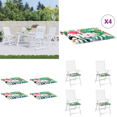 Cuscini per Sedia 4 pz Multicolore 50x50x4 cm in Tessuto - Cuscini da giardino - Cuscini per patio