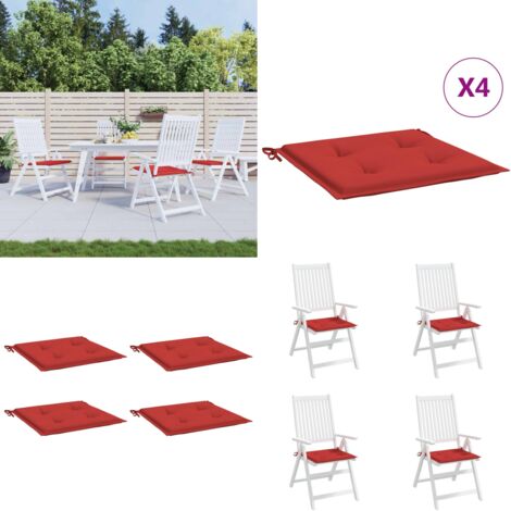 Cuscini per Sedia 4 pz Rossi 50x50x4 cm in Tessuto Oxford - Cuscini esterni - Cuscini per giardino