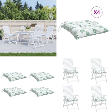 Cuscini per Sedia 4pz Motivo a Foglie 50x50x7 cm Tessuto Oxford - Cuscino per sedile - Cuscino da esterno