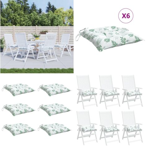 Cuscini per Sedia 6 pz a Foglie 50x50x7 cm Tessuto Oxford - Cuscini da giardino - Cuscini per patio