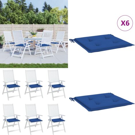 Cuscini per Sedia 6 pz Blu Reale 50x50x4 cm in Tessuto Oxford - Cuscini da giardino - Cuscini da patio