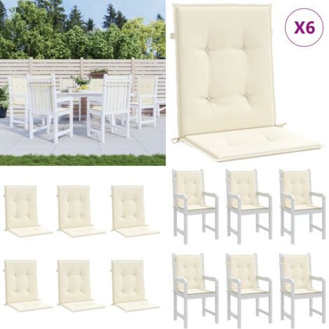Cuscini per Sedia 6 pz Crema 100x50x3 cm in Tessuto Oxford - Cuscini da giardino - Cuscini da patio