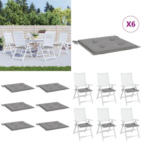 Cuscini per Sedia 6 pz Grigi 40x40x4 cm in Tessuto Oxford - Cuscini da giardino - Cuscini per patio