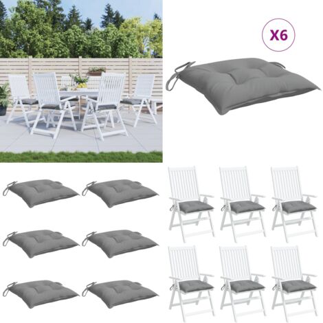 Cuscini per Sedia 6 pz Grigi 40x40x7 cm in Tessuto Oxford - Cuscini da giardino - Cuscini per patio