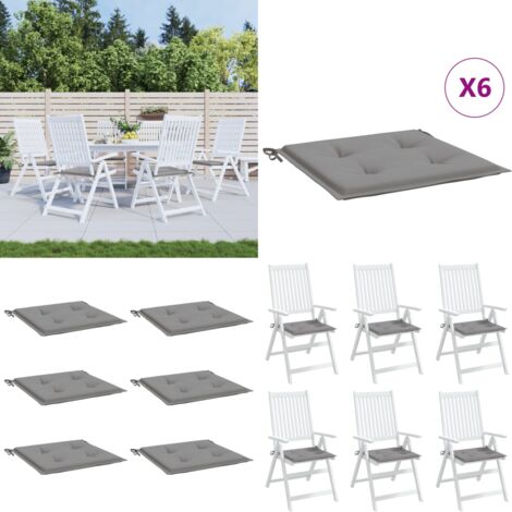 Cuscini per Sedia 6 pz Grigi 50x50x4 cm in Tessuto Oxford - Cuscini da giardino - Cuscini da patio