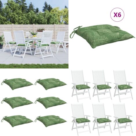 Cuscini per Sedia 6 pz Motivo a Foglie 50x50x7 cm Tessuto - Cuscini da giardino - Cuscini per patio