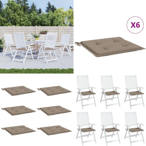 Cuscini per Sedia 6 pz Tortora 50x50x4 cm in Tessuto Oxford - Cuscini da giardino - Cuscini da patio