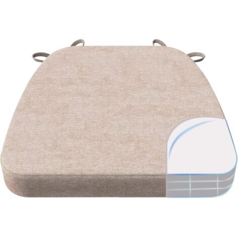 Cuscini per sedia a forma di D, spessore 5 cm, con lacci e fodera sfoderabile e lavabile in lavatrice, 43 x 40 cm, beige