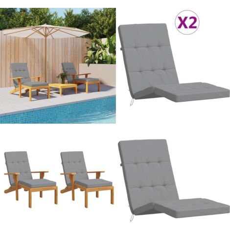 Cuscini per Sedia a Sdraio 2 pz Grigio in Tessuto Oxford - Cuscini da giardino - Cuscini per patio
