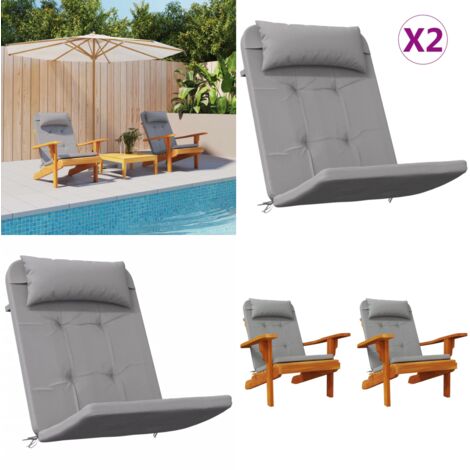 Cuscini per Sedia Adirondack 2 pz Grigio in Tessuto Oxford - Cuscini da giardino - Cuscini per patio