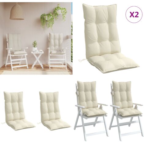 Cuscini per Sedia con Schienale Alto 2 pz Crema Tessuto Oxford - Cuscino da esterno - Cuscino per schienale alto