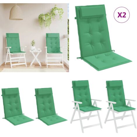 Cuscini per Sedia con Schienale Alto 2 pz Verde Tessuto Oxford - Cuscino da giardino - Cuscino per patio