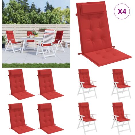 Cuscini per Sedia con Schienale Alto 4 pz Rosso Tessuto Oxford - Cuscini da giardino - Cuscini per patio