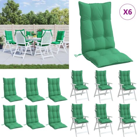 Cuscini per Sedia con Schienale Alto 6 pz Verde Tessuto Oxford - Cuscino da giardino - Cuscino per patio