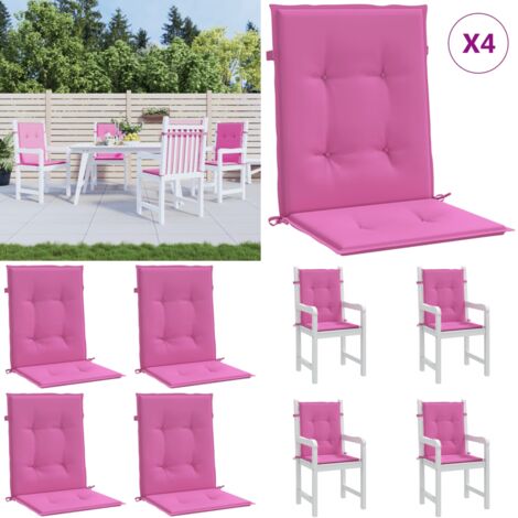 Cuscini per Sedia con Schienale Basso 4 pz Rosa in Tessuto - Cuscini da giardino - Cuscini per patio