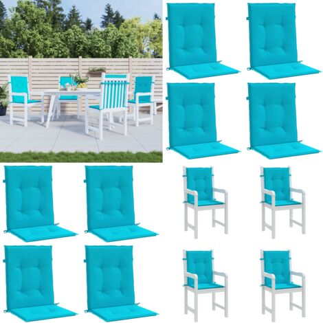 Cuscini per Sedia con Schienale Basso 4 pz Turchese in Tessuto - Cuscini da giardino - Cuscini per patio