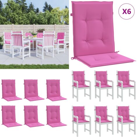 Cuscini per Sedia con Schienale Basso 6 pz Rosa in Tessuto - Cuscini da giardino - Cuscini per patio