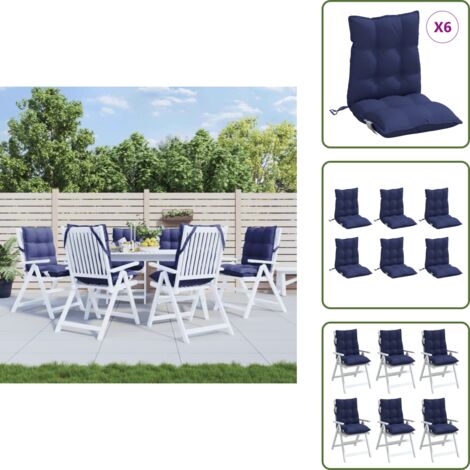 Cuscini per sedia da casa - vidaXL Cuscini Sedia Schienale Basso 6 pz Blu Marino in Tessuto Oxford - Cuscini per ufficio
