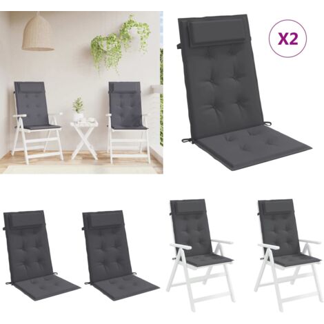 Cuscini per Sedia Schienale Alto 2 pz Antracite Tessuto Oxford - Cuscino da giardino - Cuscino per patio