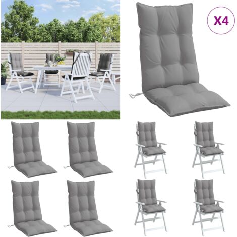 Cuscini per Sedia Schienale Alto 4 pz Grigio Tessuto Oxford - Cuscino da giardino - Cuscino per patio