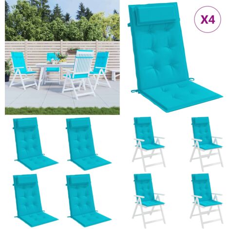 Cuscini per Sedia Schienale Alto 4pz Turchese in Tessuto Oxford - Cuscini da giardino - Cuscini per patio