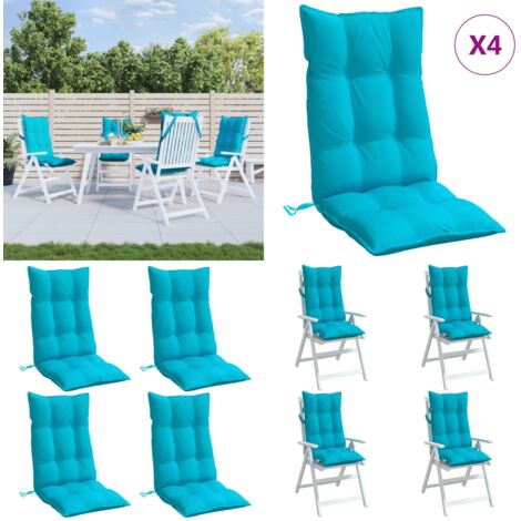 Cuscini per Sedia Schienale Alto 4pz Turchese in Tessuto Oxford - Cuscino da giardino - Cuscino per patio