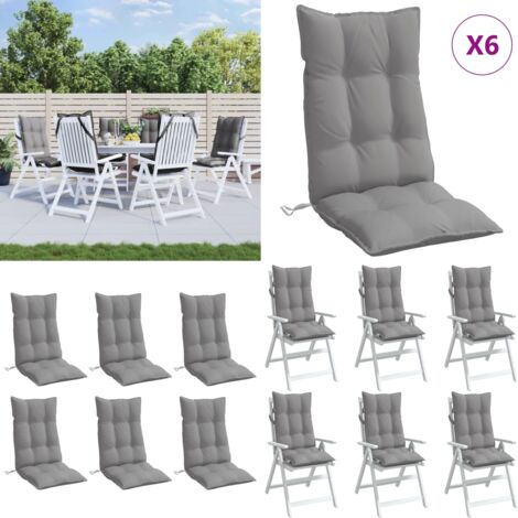 Cuscini per Sedia Schienale Alto 6 pz Grigio Tessuto Oxford - Cuscini da giardino - Cuscini per sedia da casa