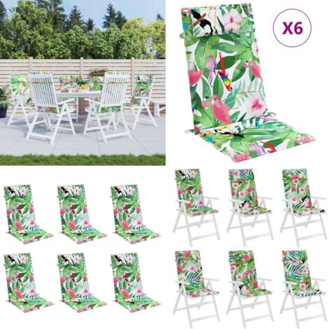 Cuscini per Sedia Schienale Alto 6pz Multicolore Tessuto Oxford - Cuscini per schienale alto - Cuscini da giardino
