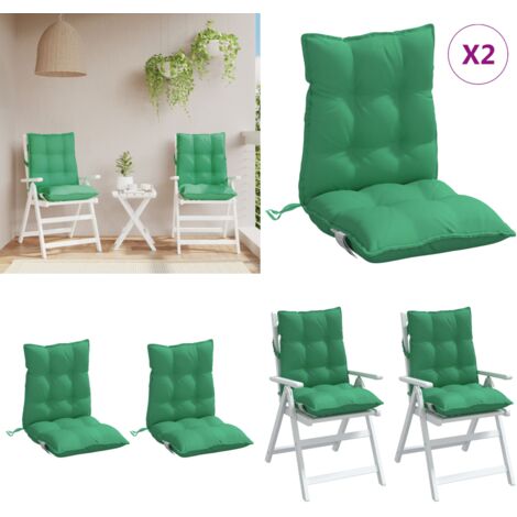 Cuscini per Sedia Schienale Basso 2 pz Verdi in Tessuto Oxford - Cuscini da giardino - Cuscini per patio