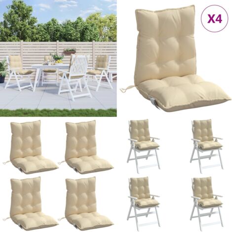Cuscini per Sedia Schienale Basso 4 pz Beige in Tessuto Oxford - Cuscini da giardino - Cuscini per patio