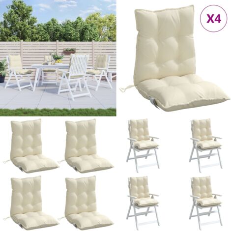 Cuscini per Sedia Schienale Basso 4 pz Crema in Tessuto Oxford - Cuscini da giardino - Cuscini per patio