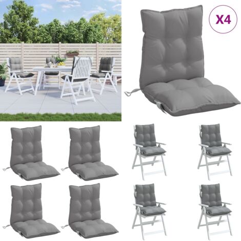 Cuscini per Sedia Schienale Basso 4 pz Grigi in Tessuto Oxford - Cuscini da giardino - Cuscini per patio