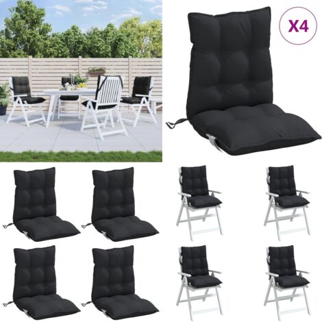 Cuscini per Sedia Schienale Basso 4 pz Neri in Tessuto Oxford - Cuscini da giardino - Cuscini per patio