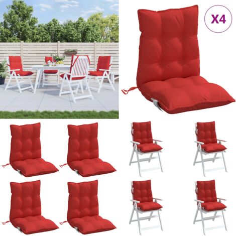 Cuscini per Sedia Schienale Basso 4 pz Rossi in Tessuto Oxford - Cuscino da giardino - Cuscino per patio