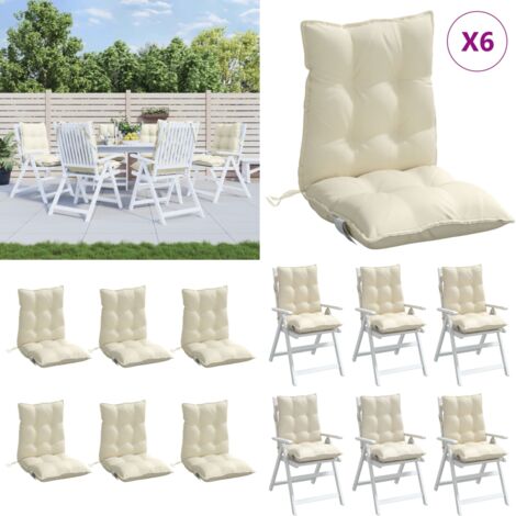 Cuscini per Sedia Schienale Basso 6 pz Crema in Tessuto Oxford - Cuscini da giardino - Cuscini per patio