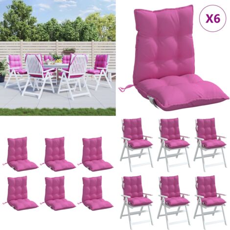 Cuscini per Sedia Schienale Basso 6 pz Rosa in Tessuto Oxford - Cuscini da giardino - Cuscini per patio