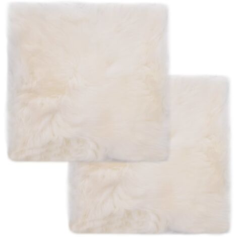 Cuscini per Sedie 2 pz Bianco 40x40cm in Vera Pelle di Montone